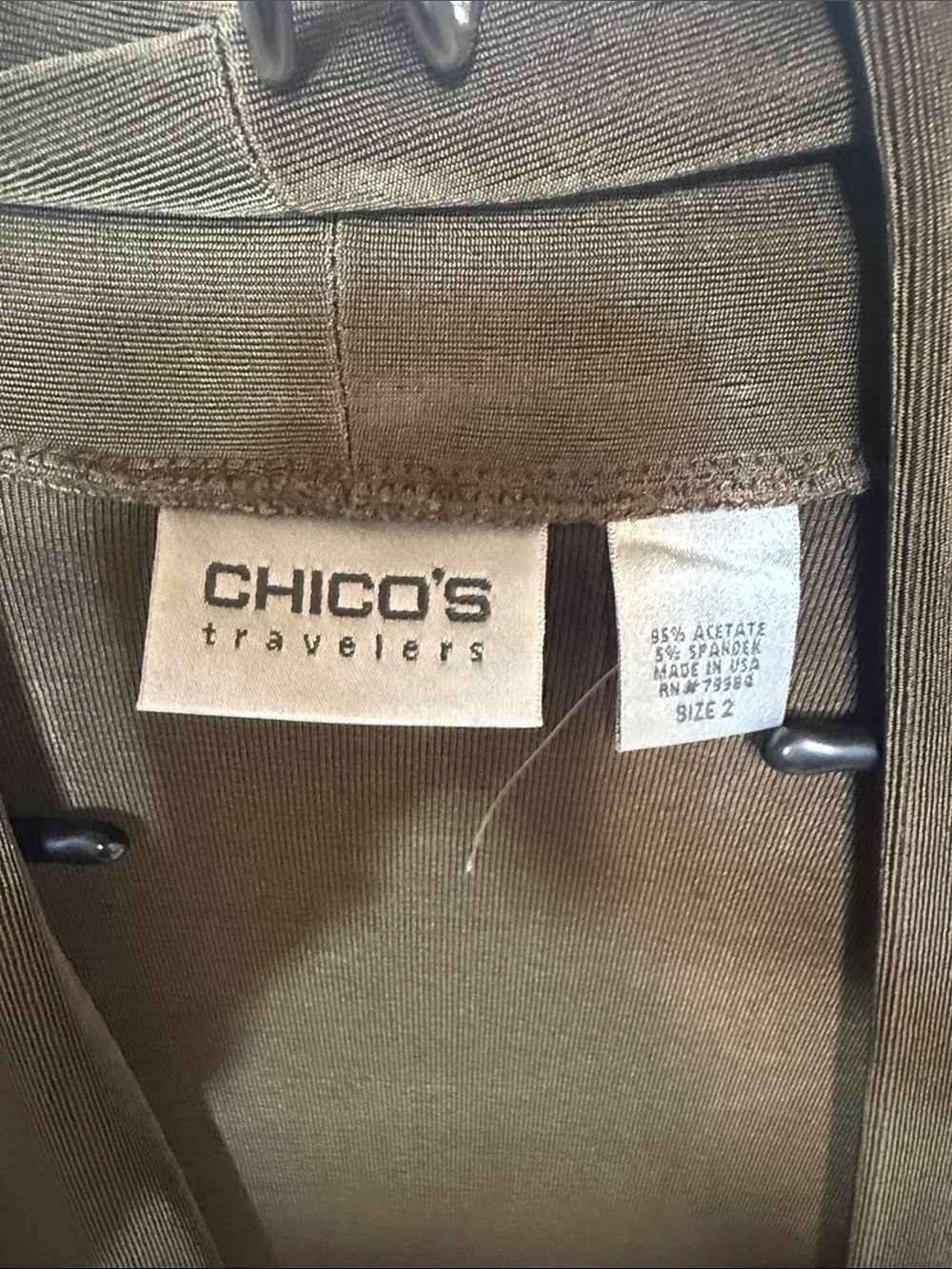 Chico's Travelers Olive Brown Open Front Cardigan size 3 - Picture 4 of 4